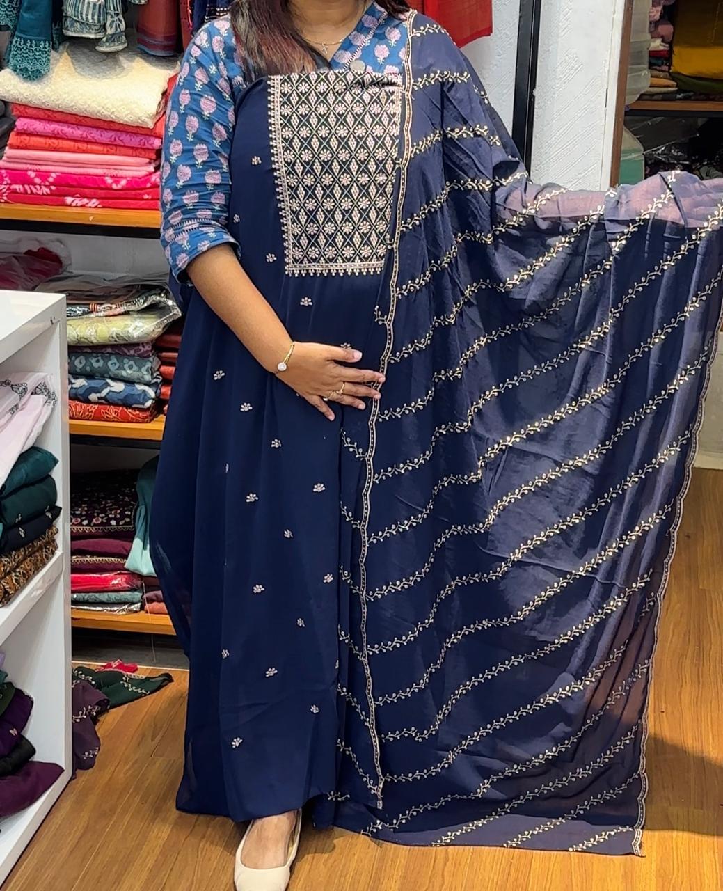 Faux georgette thread work unstitched salwar suits